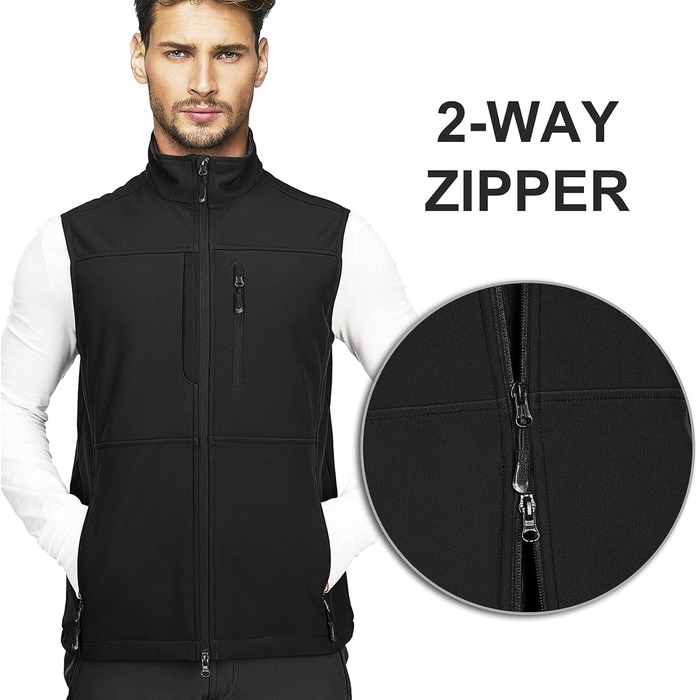 Чоловіча безрукавна куртка-софтшелл 33,000ft, чорна. Водонепроникна, з флісовою підкладкою.