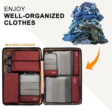 Набір компресійних органайзерів для подорожей (6 шт., червоний)