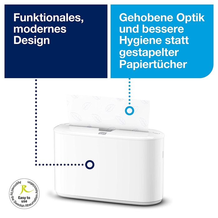Tork Xpress Table Dispenser for Multifold Paper Towels 552200, Elevation Design - H2 Table Paper Towel Dispenser for Folded Towels for Single Sheet Dispensing, Compact Shape, White, 21.8 x 32.3 x 11.6 cm (White, Bundle with Paper Towels 21 x 180)