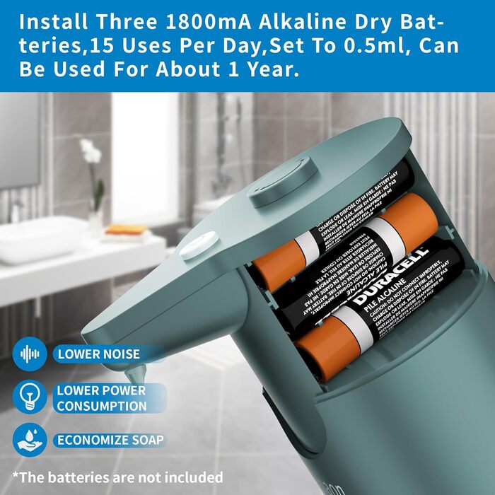 Автоматичний дозатор мила, електричний, для кухні та ванної кімнати, чорний матовий