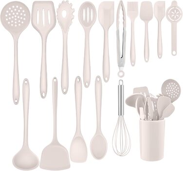 Набір кухонних аксесуарів Homikit, 16 предметів, хакі. Кухонні інструменти з підставкою, стійкі до високих температур, комплект кухонного посуду, придатні для миття в посудомийній машині