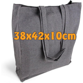 Cottonbagjoe Shopping Bags | 38x42x10 cm | Side and Bottom Fold | with Long Handles | Jute Bags | Cotton Bags for Painting, Printing | DIY (100 pcs, recycled)