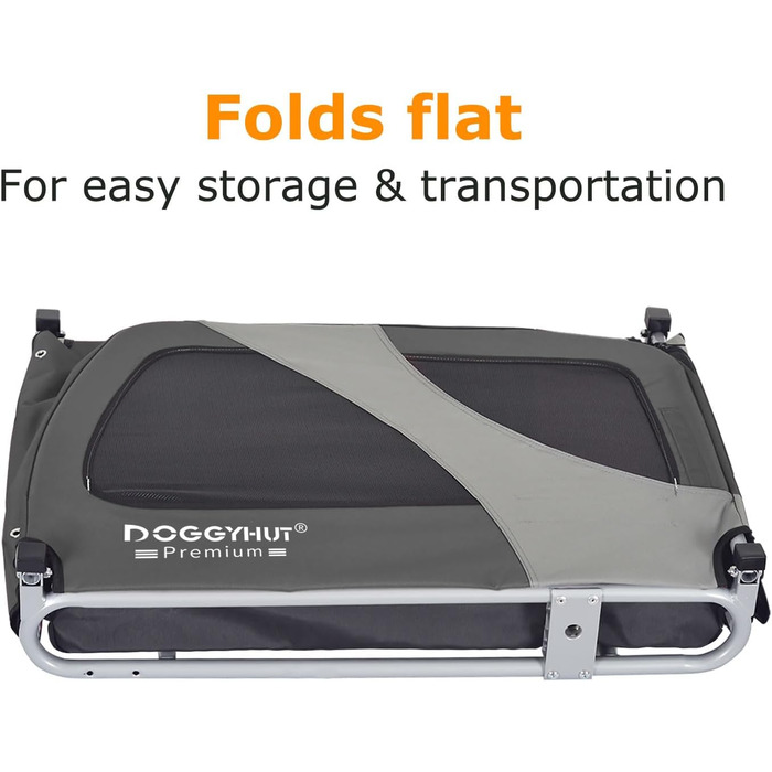 DOGGYHUT® Преміум велосипедний причіп для собак середнього розміру до 23 кг, складаний (сірий)