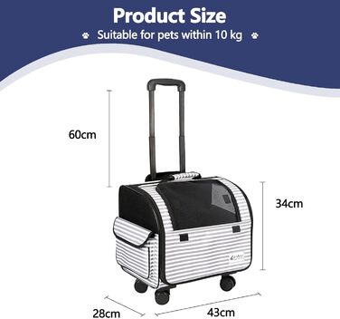 Транспортна сумка для собак та котів Galatée з колесами, розкладний рюкзак-переноска для тварин, сумісна з авіакомпаніями, з дихаючою сіткою (білий)