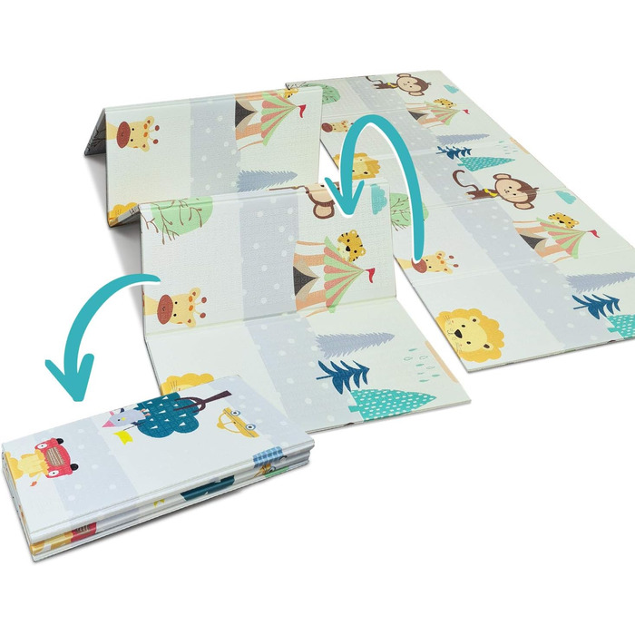 Paco Home Play Mat, Crawling Mat, Baby/Children's Mat, Foldable, Reversible, Animal Motif, Size: 150x200 cm, Color: Multicolor 150x200 cm Multicolor
