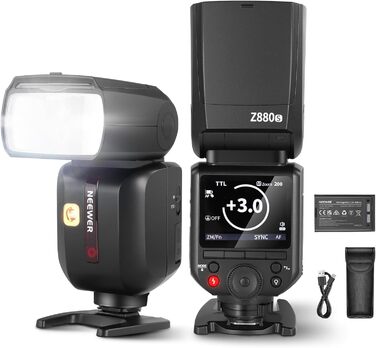 NEEWER Z880-C: Світловий спалах Speedlite для Canon з моделюючим світлом, TTL/M, HSS 1/8000s, акумулятор 7.2V/3000mAh