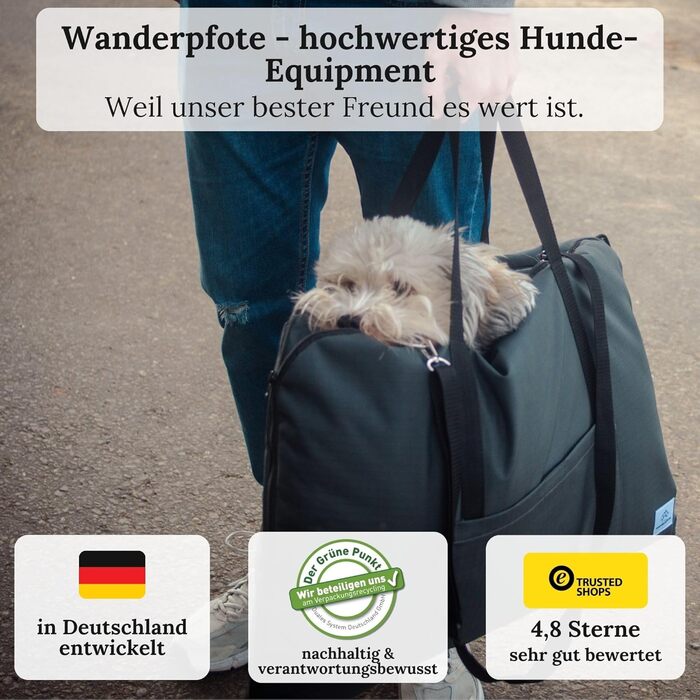 Ортопедичне собаче ліжко Wanderpfote для подорожей – зручне та сертифіковане ліжко для собак (M, Чорний)