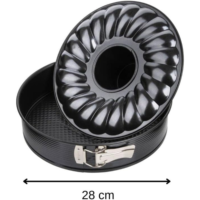 Форма для випікання Zenker Springform Ø 28 см, чорна металева, з антипригарним покриттям, набір з 2 днами