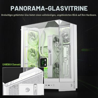 Ігровий корпус GameMax T20 BK M-ATX, панорамне загартоване скло 270°, вертикальна установка GPU, 2x120мм ARGB вентилятори, підтримка радіатора 360мм, SFX/SFX-L, BTF-Ready, чорний