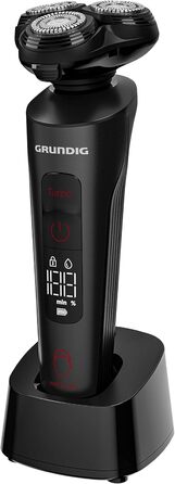 Електричний чоловічий бритва Grundig ProClub MS 9130 з датчиком BeardCare, леза з титану, вологе/сухе гоління, тример для довгої щетини, корпус з 61% переробленого пластику, матовий чорний/червоний