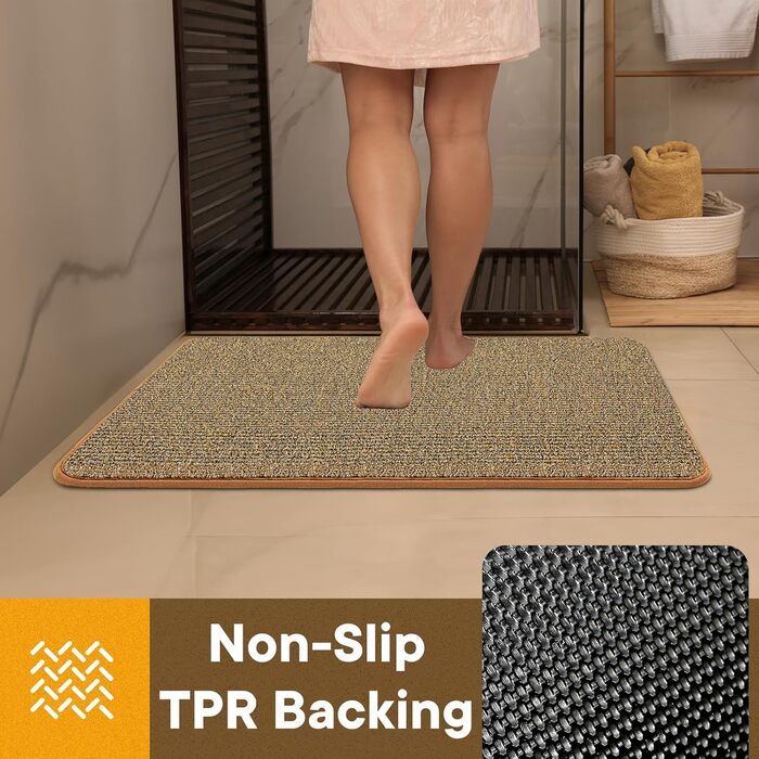 Привратний килимок Mibao 40 x 60 см, вологопоглинаючий та протиковзкий килим для вхідних дверей, для взуття та лап тварин, темно-коричневий