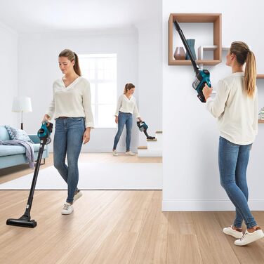 Bosch Unlimited Serie 6 BKS6111P cordless vacuum cleaner, cordless handheld vacuum, bagless, lightweight, hygiene filter, high suction power, long runtime, crevice nozzle, suitable for all floor types, blue