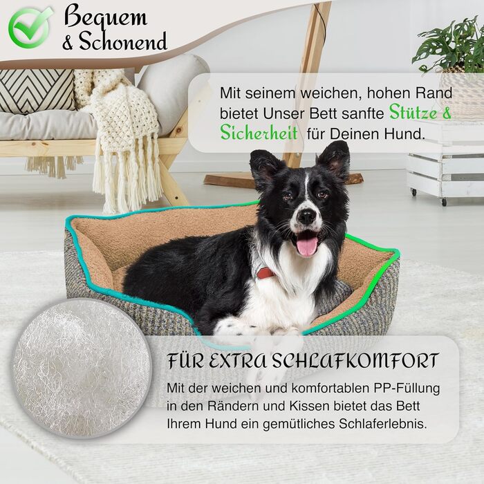 М'яке ліжко для собак та котів, корзина-ліжко, подушка, ліжко для котів, м'яка подушка, розмір S, зелений колір (L - 86x60x24 см, блакитний)