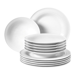 Сервіз столовий SELTMANN WEIDEN Beat 12-частинний - білий, з рельєфним декором, круглий