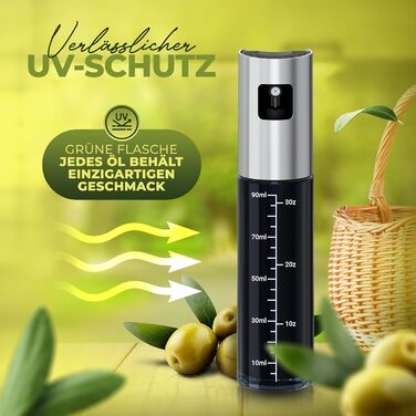 Олійний розпилювач Leisure Life® 2 шт, нержавіюча сталь 1 мм, захисне скло UV, BPA-free, 100 мл, для оливкової олії та здорового приготування (Чорний обсидіан)