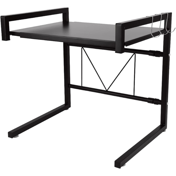 LANTUS Kitchen Shelf, Kitchen Organizer, Microwave Shelf, Oven Shelf Organizer, 2-Tier Organizer, Up to 25 kg, 42 cm (40-65 cm) Black