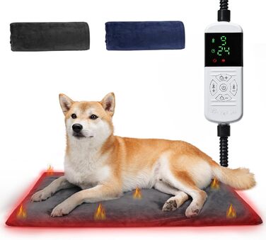 Електричний нагрівальний килимок Angelpet для собак та котів, 45x70 см, 9 температурних режимів, таймер, бісостійкий кабель, 2 знімні чохли