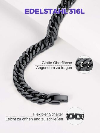 Чоловічий браслет Richsteel з нержавіючої сталі сріблястого/золотого/чорного кольору, ширина 8/12/17 мм, довжина 19/21/23 см, кубинський ланцюг, для чоловіків, хіп-хоп, з подарунковою коробкою
