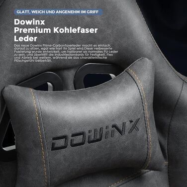 Ігровий крісло Dowinx з PU шкіри, масажна поперекова підтримка та підставка для ніг, регульований (90°-170°), до 200 кг, для дому та геймінгу, сірий