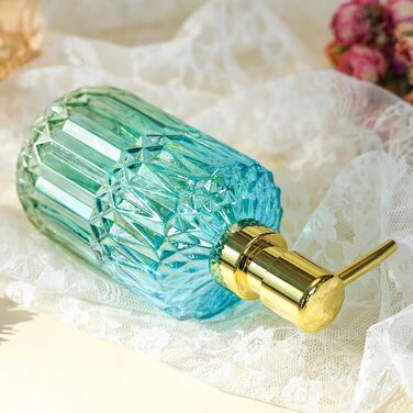 Скляний диспенсер для рідкого мила YunNasi - наповнюваний, для кухні, ванної кімнати, пральні (зелений, блакитно-зелений)