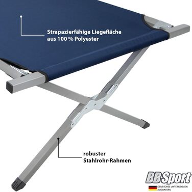 Розкладне ліжко BB Sport XXL для кемпінгу: сталеве каркас, 210x72x45 см, до 200 кг, зручне, з сумкою, блакитне