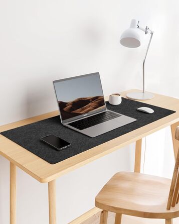 Килимок для столу YSAGi повстяний 90x40 см, антиковзкий, для миші та клавіатури, офіс/дім (Чорний)
