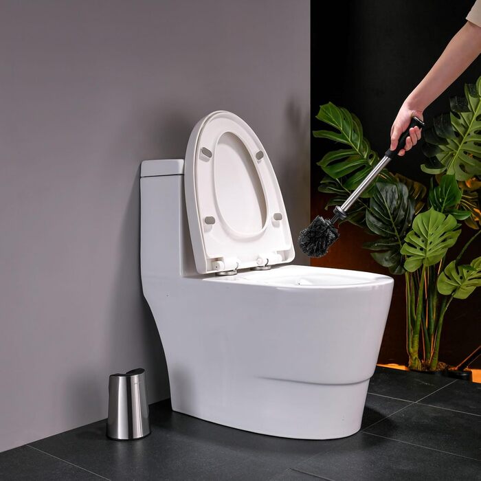 Набір для чищення унітазу SimpleTome: щітка з швидким висиханням та тримач з нержавіючої сталі, чорний