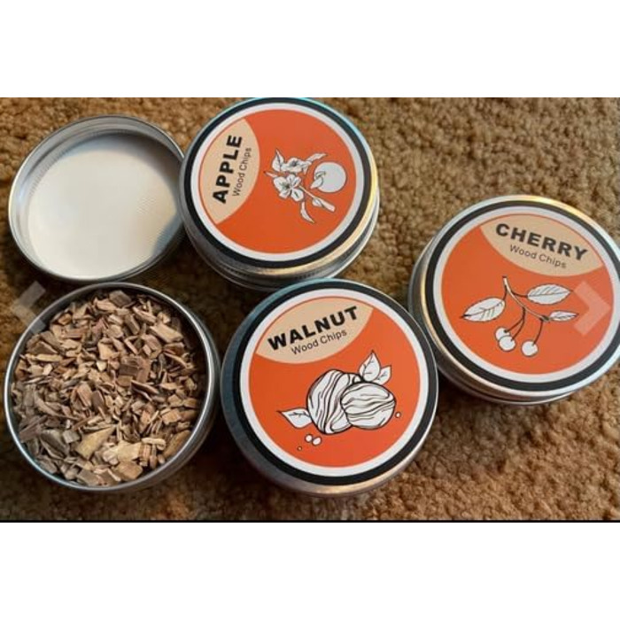 Набір для копчення коктейлів та віскі, з 4 дерев'яними стружками, подарунок на День батька, для Old Fashioned, коктейлів, віскі, бурбону, кави, м'яса, волоського горіха Saturn - волоський горіх