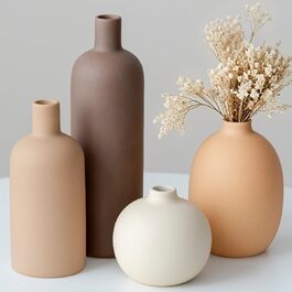 Modern Ceramic Vase Set (4-Piece) - Morandi Colors, Minimalist Table Decor, Nordic Style, Boho Scandinavian Vase Set