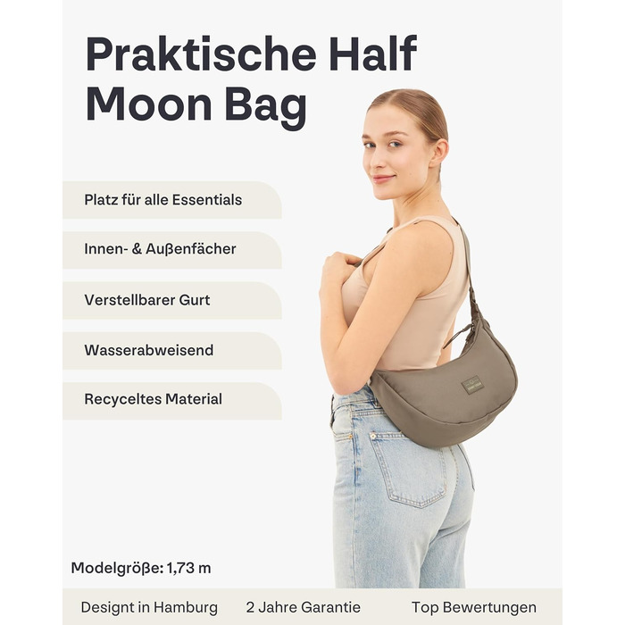 Сумка через плече Johnny Urban Ally Medium Desert Grey (3.3 л) - Унісекс, Місячна форма, Водовідштовхувальна