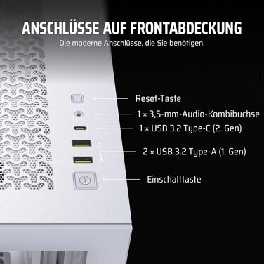 Корпус ПК CORSAIR 3500X Mid-Tower ATX з панорамним склом, підтримкою перевернутої схеми материнської плати та 3 вентиляторами CORSAIR RS120, білий колір (без RGB)