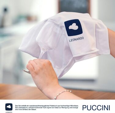 Набір келихів для білого вина LEONARDO HOME PUCCINI, 6 шт, 560 мл, міцне скло, стійкі до подряпин, для посудомийної машини, з серветкою для полірування