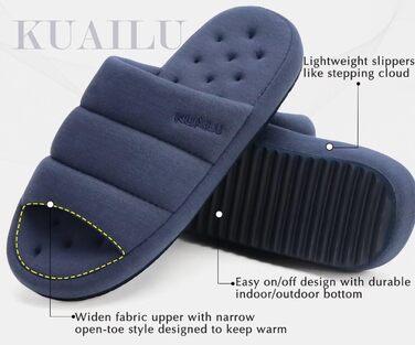 Чоловічі домашні тапочки KuaiLu, стильні, з плетінням, з м'якою устілкою з піною Memory Foam, для дому та вулиці, темно-синій, 44 EU