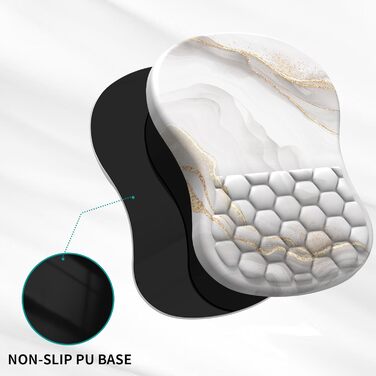 Підставка для зап'ястя Eulps, ергономічна подушка для клавіатури з Memory Foam та підставка для миші, комплект, з антиковзною основою з PU, для полегшення болю при роботі за комп'ютером (білий мармур)