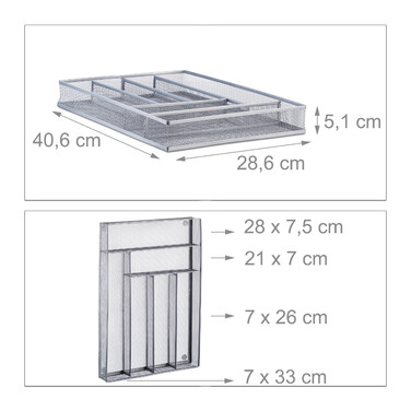 Relaxdays Cutlery Box Metal Mesh L