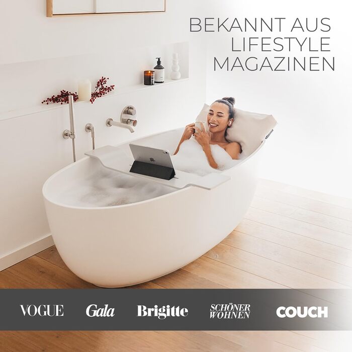 Bathtub | Revolutionary Comfort for Bathtub, Shower & Whirlpool | Washable & Quick-Drying Bath Cushion in | Wellness Bathtub Accessories Handmade in EU (Anthracite, Seat Cushion)