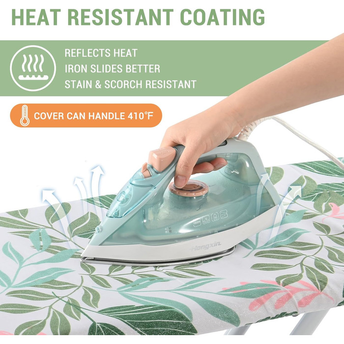 KINGRACK Чохол для гладильної дошки, бавовна, 134 x 45 см, зелений, з товстим фетровим наповнювачем