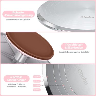 Ohuhu Поворотна платформа для тортів, 30 см, з лопатками та скребками, рожева | Для декорування та випікання