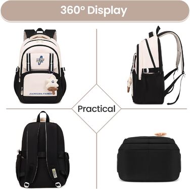 Дитячий рюкзак IvyH для дівчаток - стильний шкільний рюкзак, водонепроникний, великий, для 3-6 класів, фіолетовий (8536# Чорний)