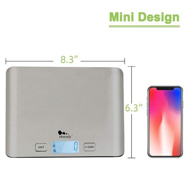 Кухонні ваги Himaly 5 кг, з мискою, нержавіюча сталь, LCD-дисплей, функція Tara