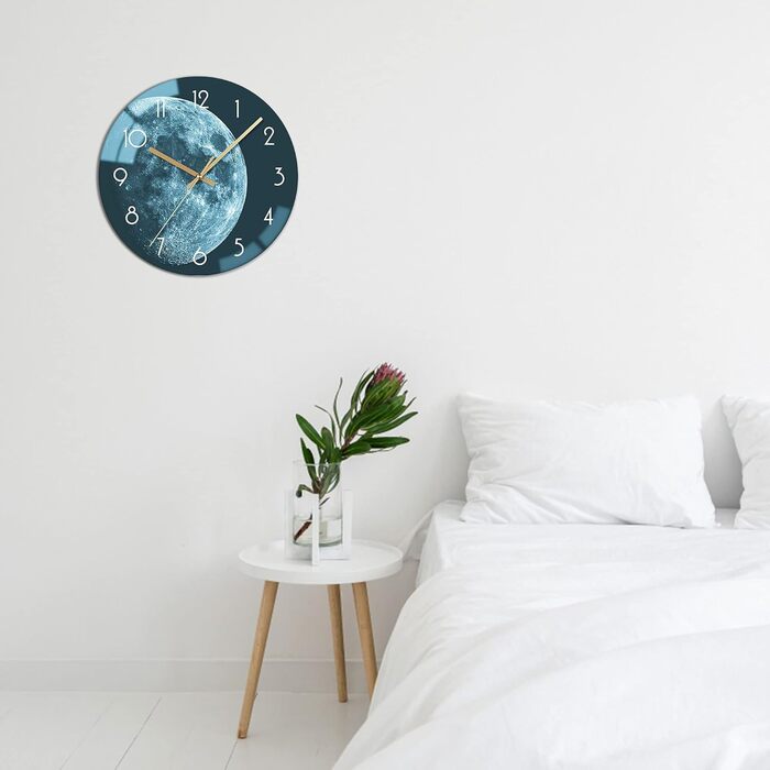 VIKMARI Glass Wall Clock Silent-Non Ticking Wall Clocks - Quality Quartz Battery-Operated Round 12 Inch (Earth Pattern)