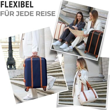 Набір валіз FERGÉ Milano 3 шт. з жорстким корпусом (Handgepäck, L, XL) – кафе (5 шт., чорний)