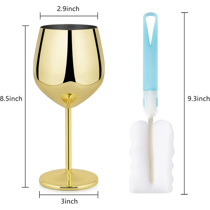 Набір келихів для вина Livole, 550 мл (18oz), нержавіюча сталь, келихи для шампанського, коктейлі, 4 шт.