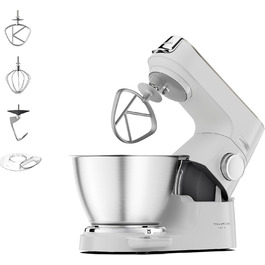 Кухонна машина Kenwood Titanium Chef Baker KVC65.001WH з вбудованими вагами, 1200 Вт, 3 насадки для кондитерських виробів, лопатка та захист від бризок, біла