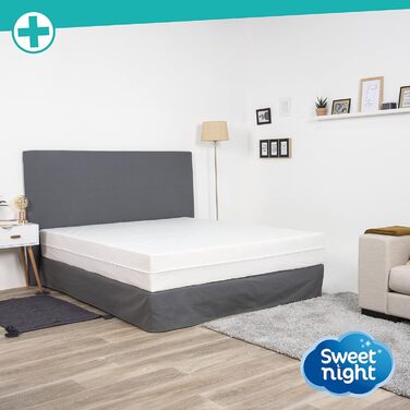 SWEET NIGHT - Fitted Mattress Cover 160x200 cm | Anti-Bed Bugs and Anti-Mites | Fully Protects Your Mattress | Zipper Closure | Without Chemical Treatment | Depth up to 30 cm