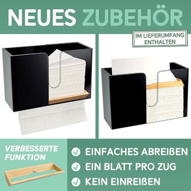Nature Supplies Wooden Paper Towel Dispenser - Paper Towel Holder With Wall Mount or Tabletop Use, for C-Fold, Z-Fold, or Interfold Paper Towels (Black, Top)