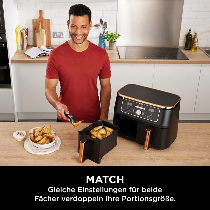 Ninja Foodi MAX Dual Zone Air Fryer - 9.5L, 6-in-1, Copper/Black - AF400EUCP
