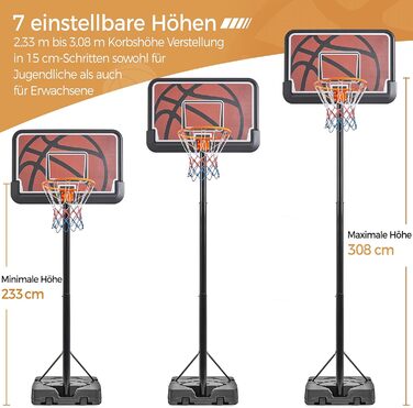 Yaheetech Adjustable Height Basketball Stand - Mobile Basketball System for Indoor/Outdoor Use - Water/Sand Fillable Hoop