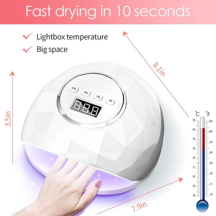 Лампа для сушіння нігтів Janolia 86W UV LED з сенсором та LCD дисплеєм для гель-лаку, професійна, з таймером, для нігтів рук та ніг