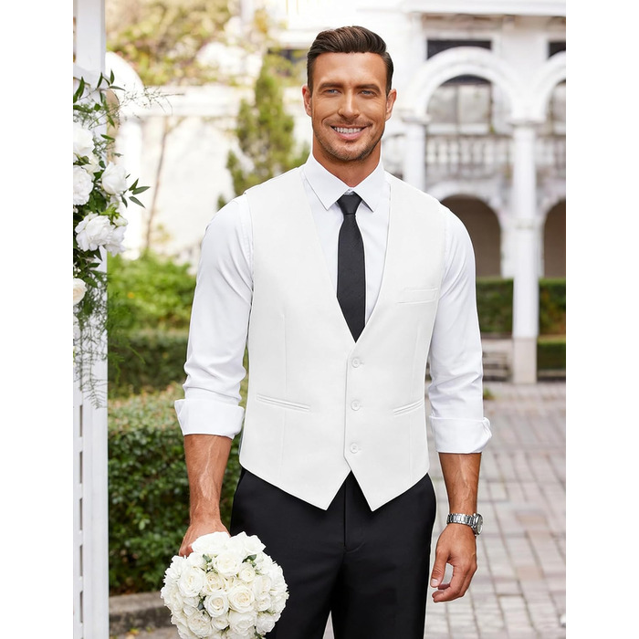 Жилет чоловічий COOFANDY, вузький крій, формальний/повсякденний, для костюма або смокінгу, білий/квітковий принт, розмір L